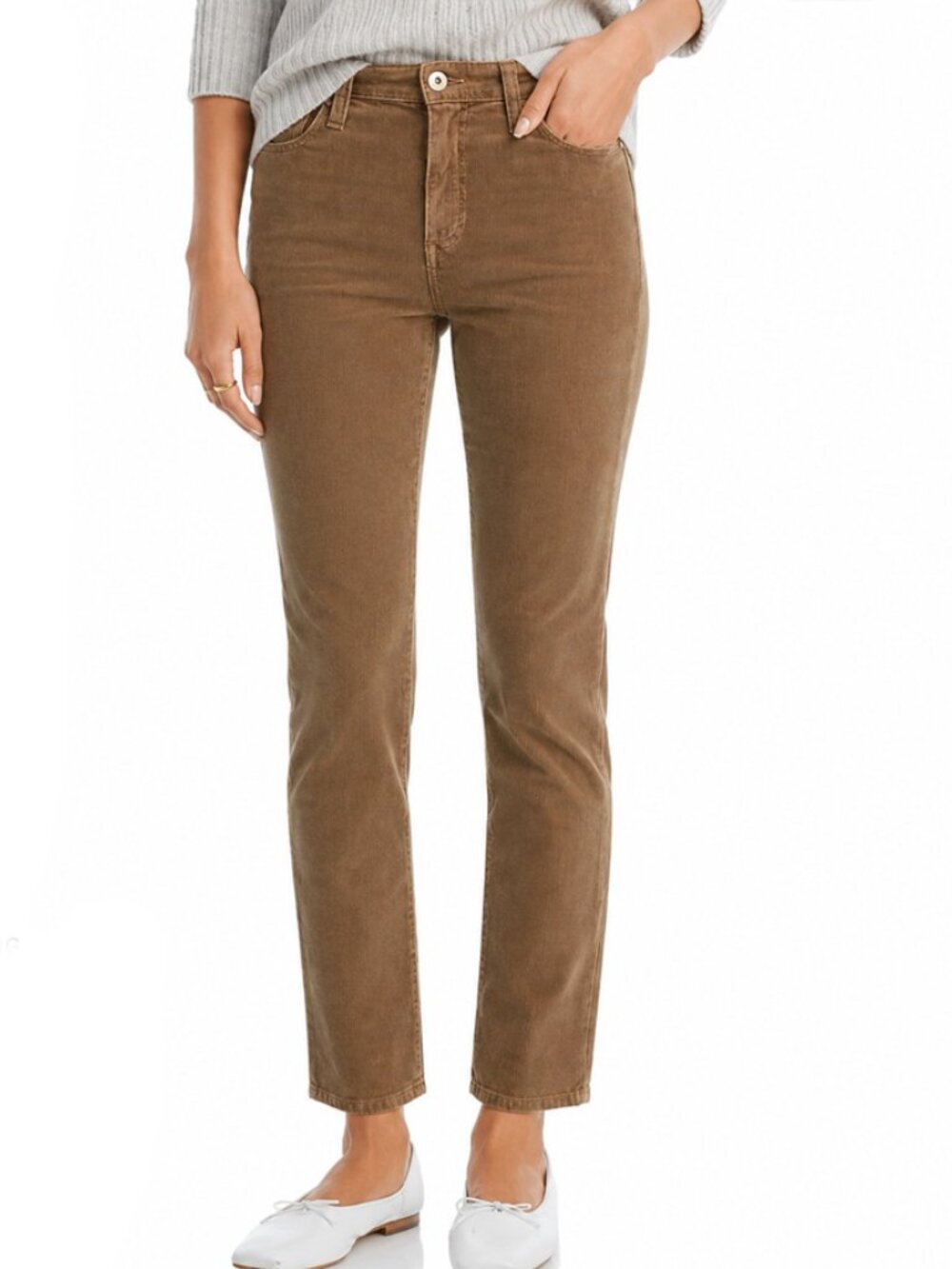 AG Mari Mid Rise Slim Straight Corduroy Pants